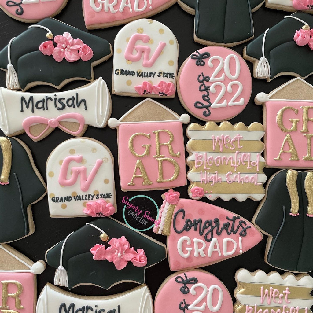 Grad Letters Cookies Fancy grad! (24 cookies) – SugarySweetCookies
