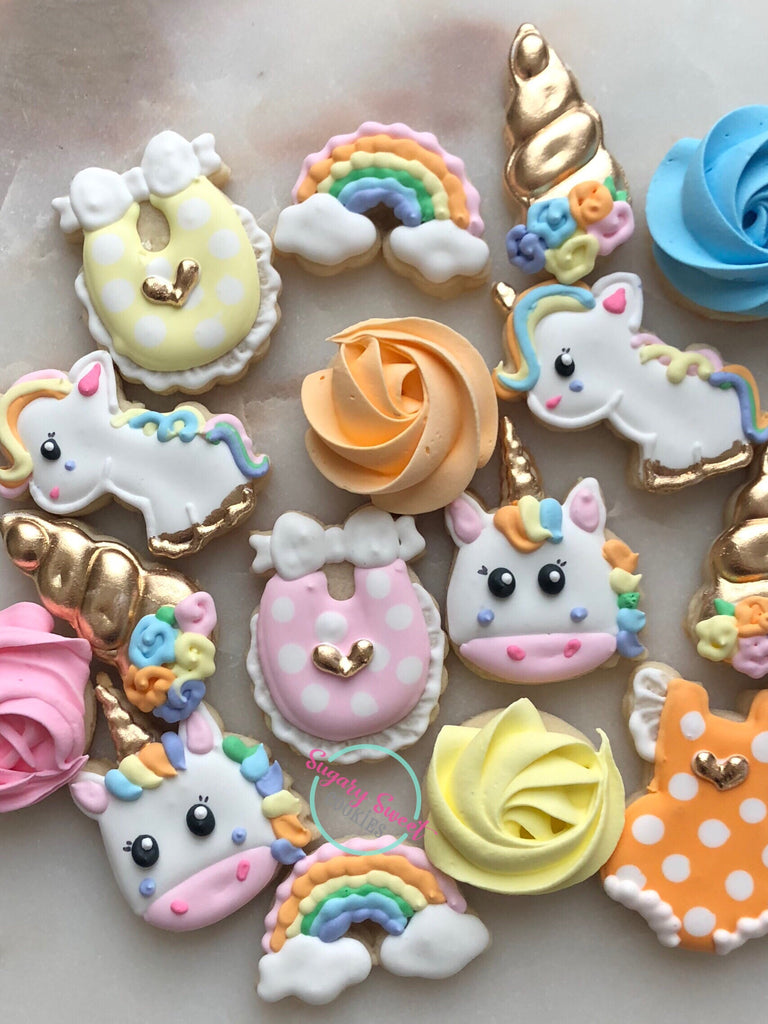 2 Cute Unicorn cookie cutters freedom rainbow baby shower party
