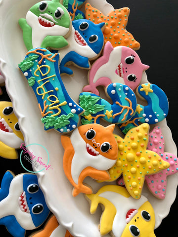 Baby shark themed cookies (24 cookies)